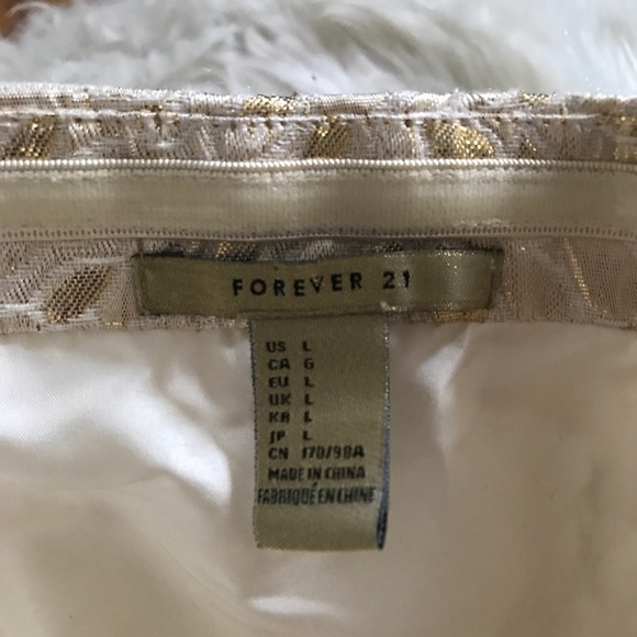 F21 Strapless Bow Cocktail Gold & Cream Dress - Picture 6 of 9